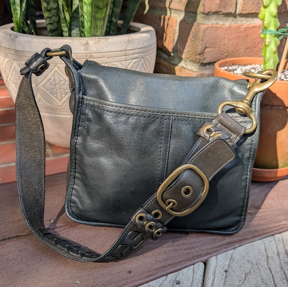 Vintage Coach Bleeker Large Flap Tattersall Satchel Bag Purse Bottle Green 11419 - Picture 4 of 16